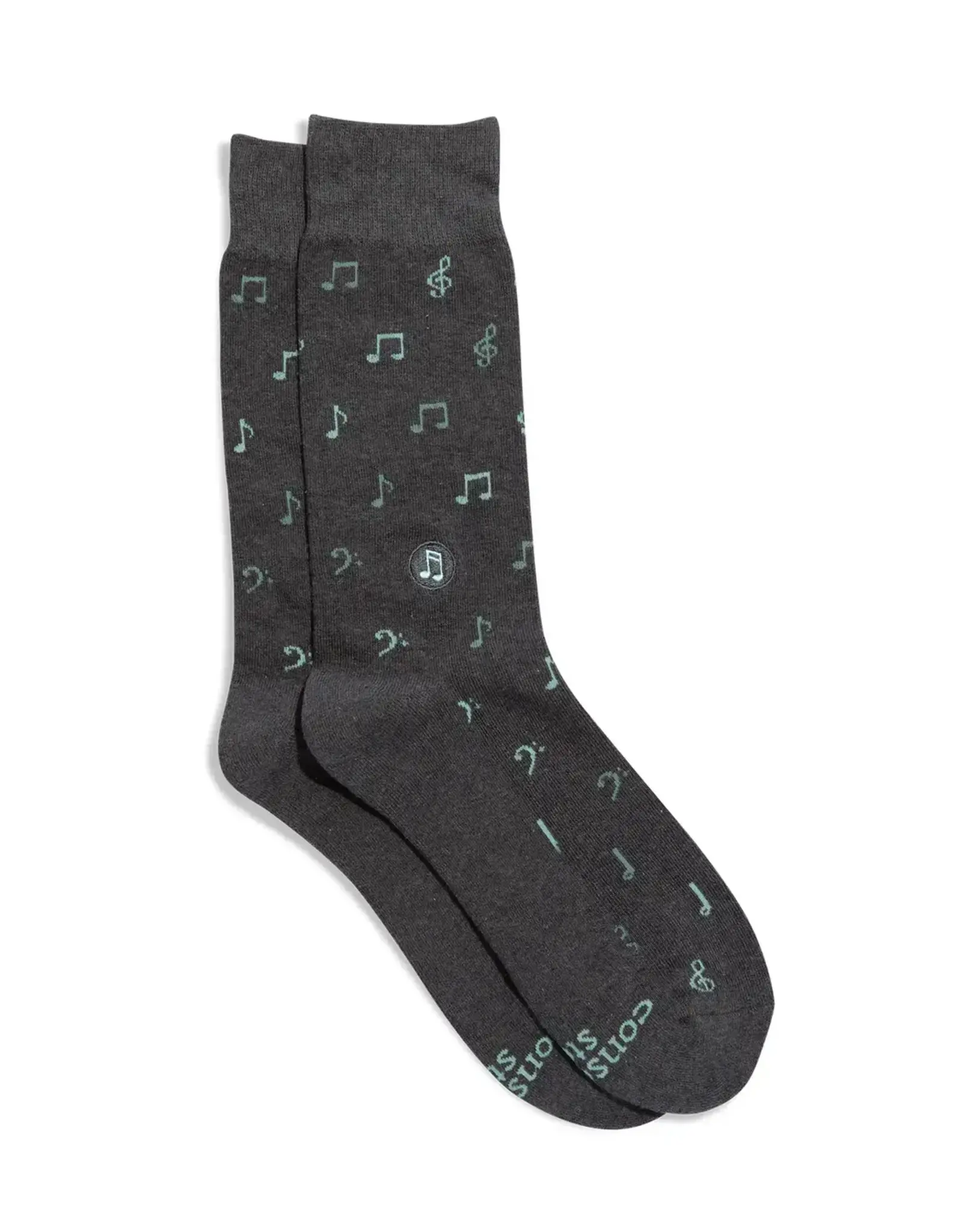 Conscious Step Socks that Support Music (Gray Music Notes)-Medium