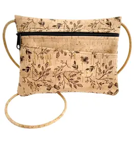 Natalie Therese Crossbody Cork Bag- Black Floral