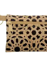 Natalie Therese Cork Zipper Pouch With Key Ring- Black Mandala
