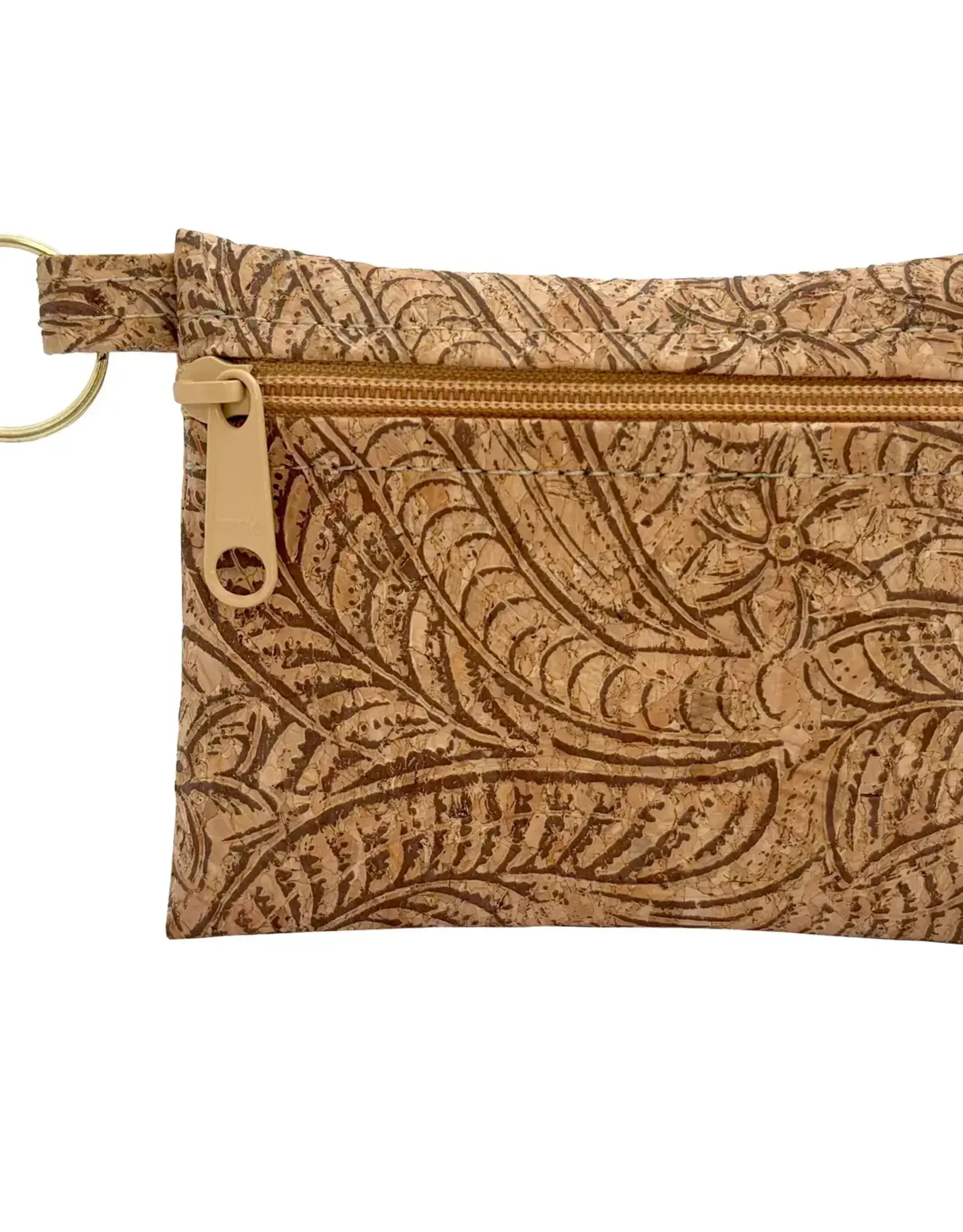 Natalie Therese Cork Zipper Pouch With Key Ring- Paisley