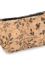 Natalie Therese Small Cork Zipper Pouch-  Black Floral