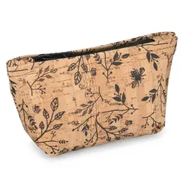 Natalie Therese Small Cork Zipper Pouch-  Black Floral