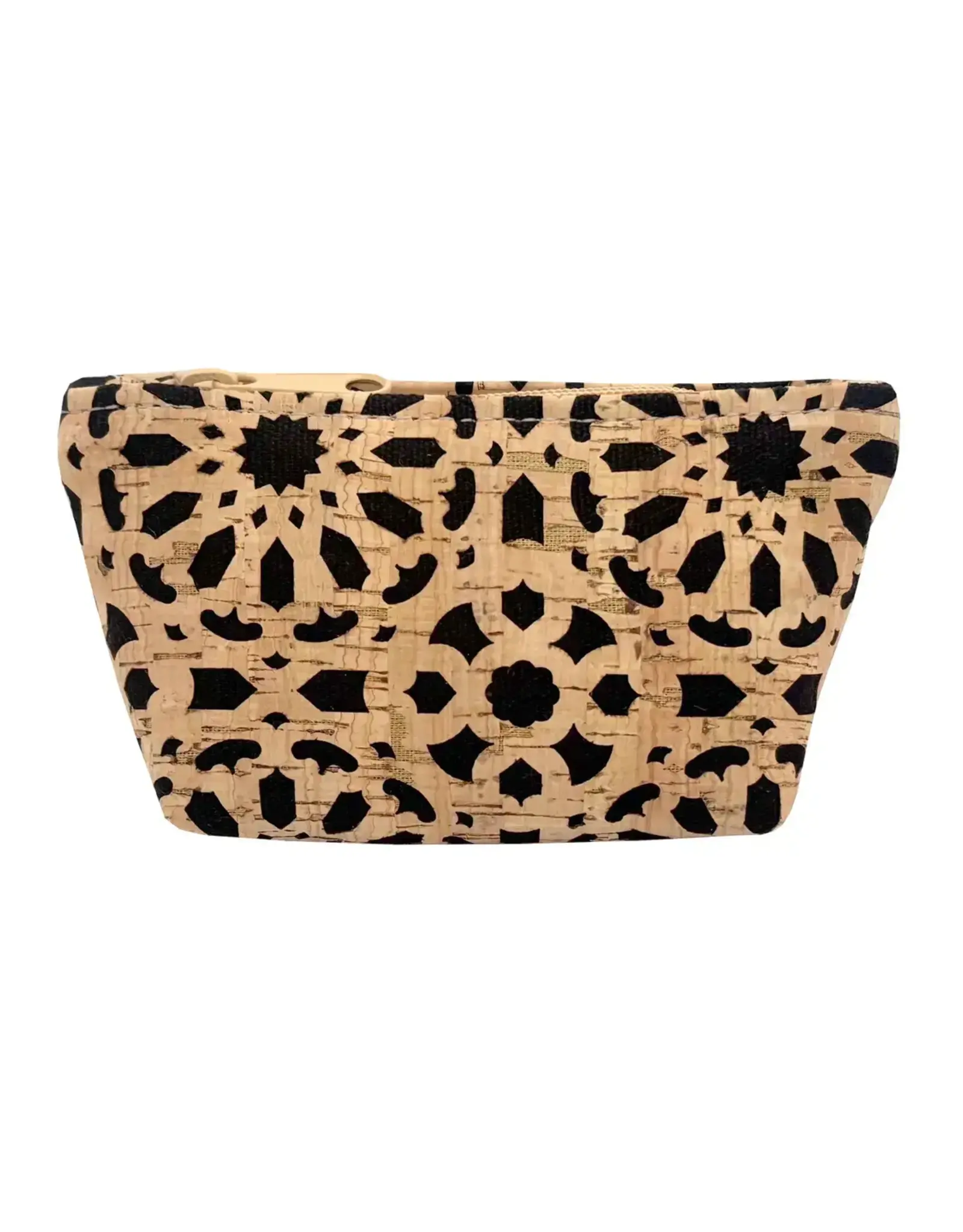 Natalie Therese Small Cork Zipper Pouch-  Black Mandala