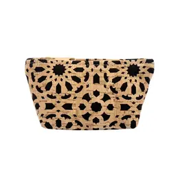 Natalie Therese Small Cork Zipper Pouch-  Black Mandala