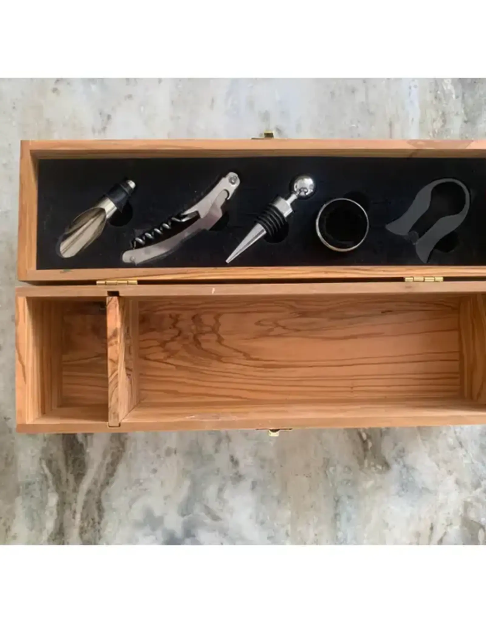 Nikita Fine Art Olive Wood Wine Box With Accessories
