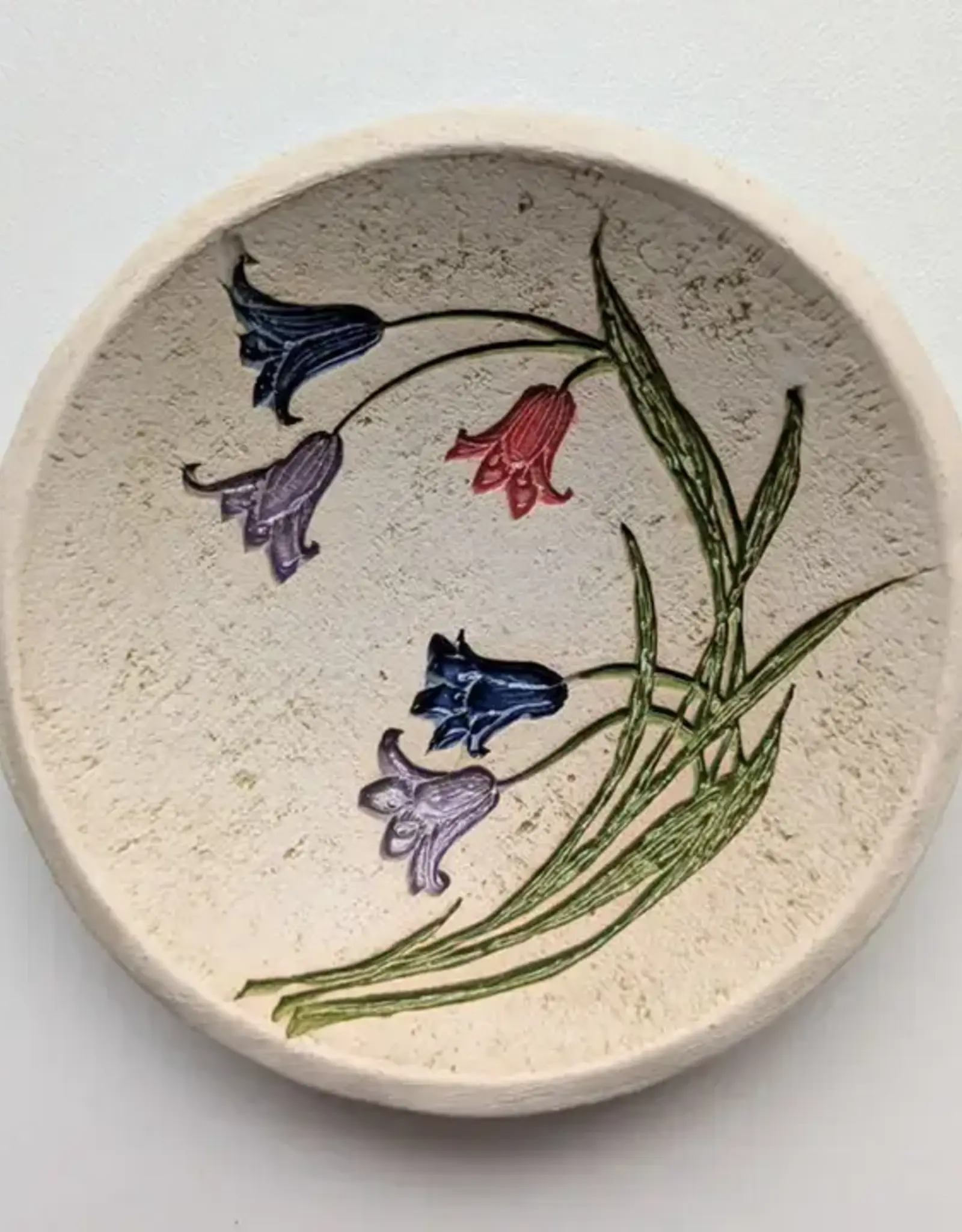 Walton Clay Studio Pottery Dish- Lilies 3 1/2" dia.