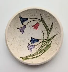 Walton Clay Studio Pottery Dish- Lilies 3 1/2" dia.