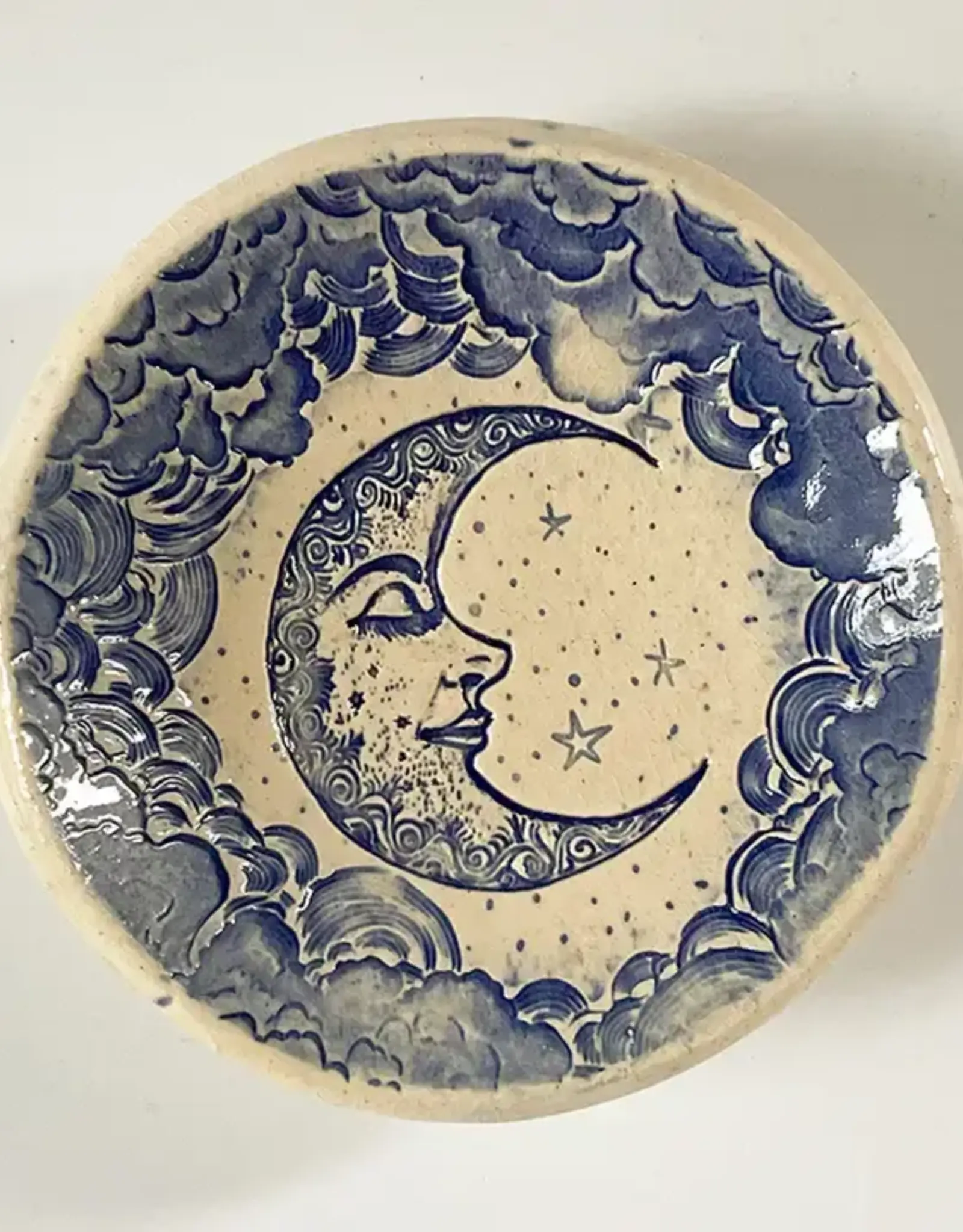 Walton Clay Studio Pottery Dish- Crescent Moon  3 1/2" dia.