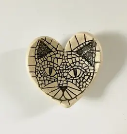 Walton Clay Studio Pottery Dish- Cat Face 3 1/2" dia.