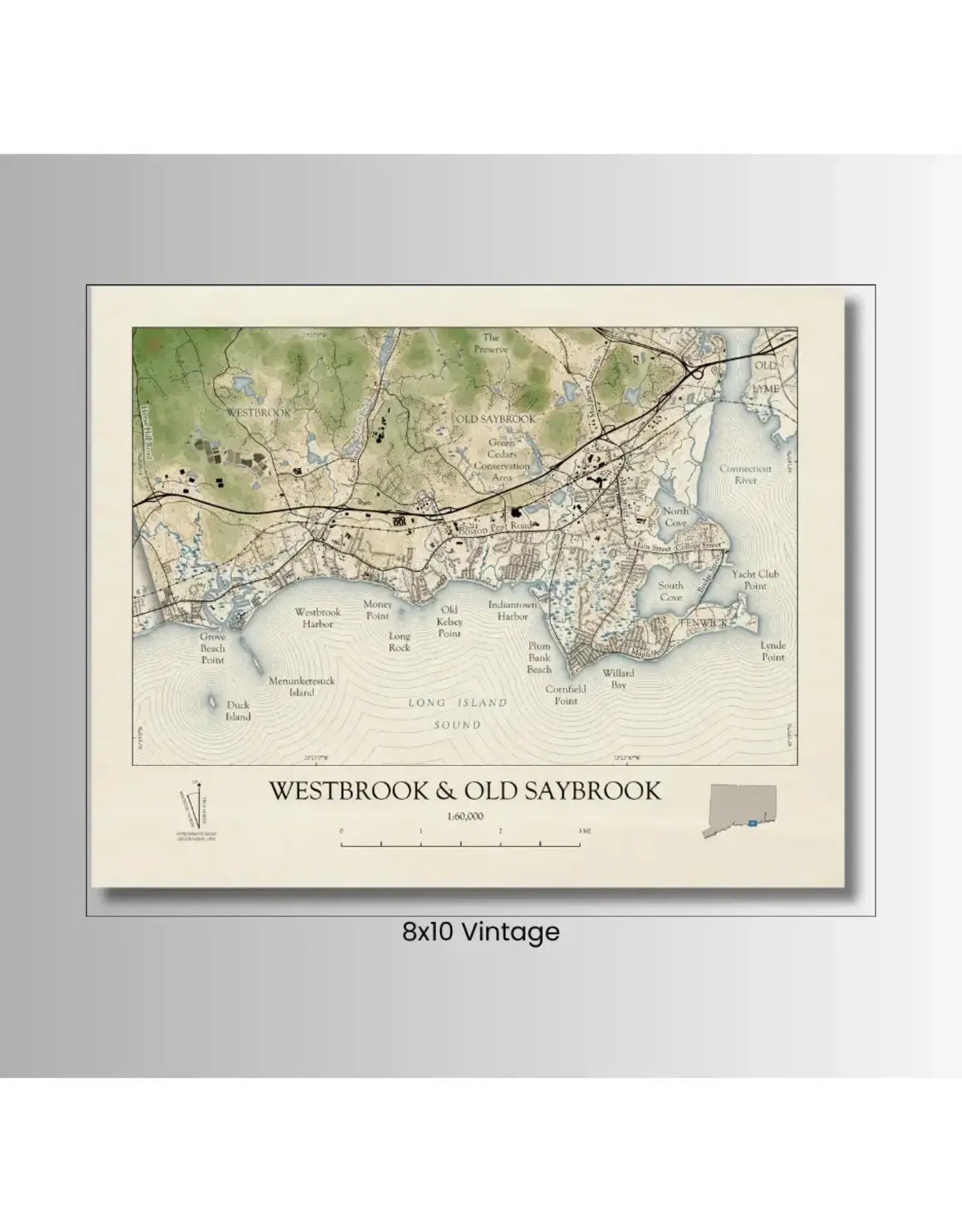 Scott Lussier Maps Vintage Map 8x10- Westbrook/Old Saybrook