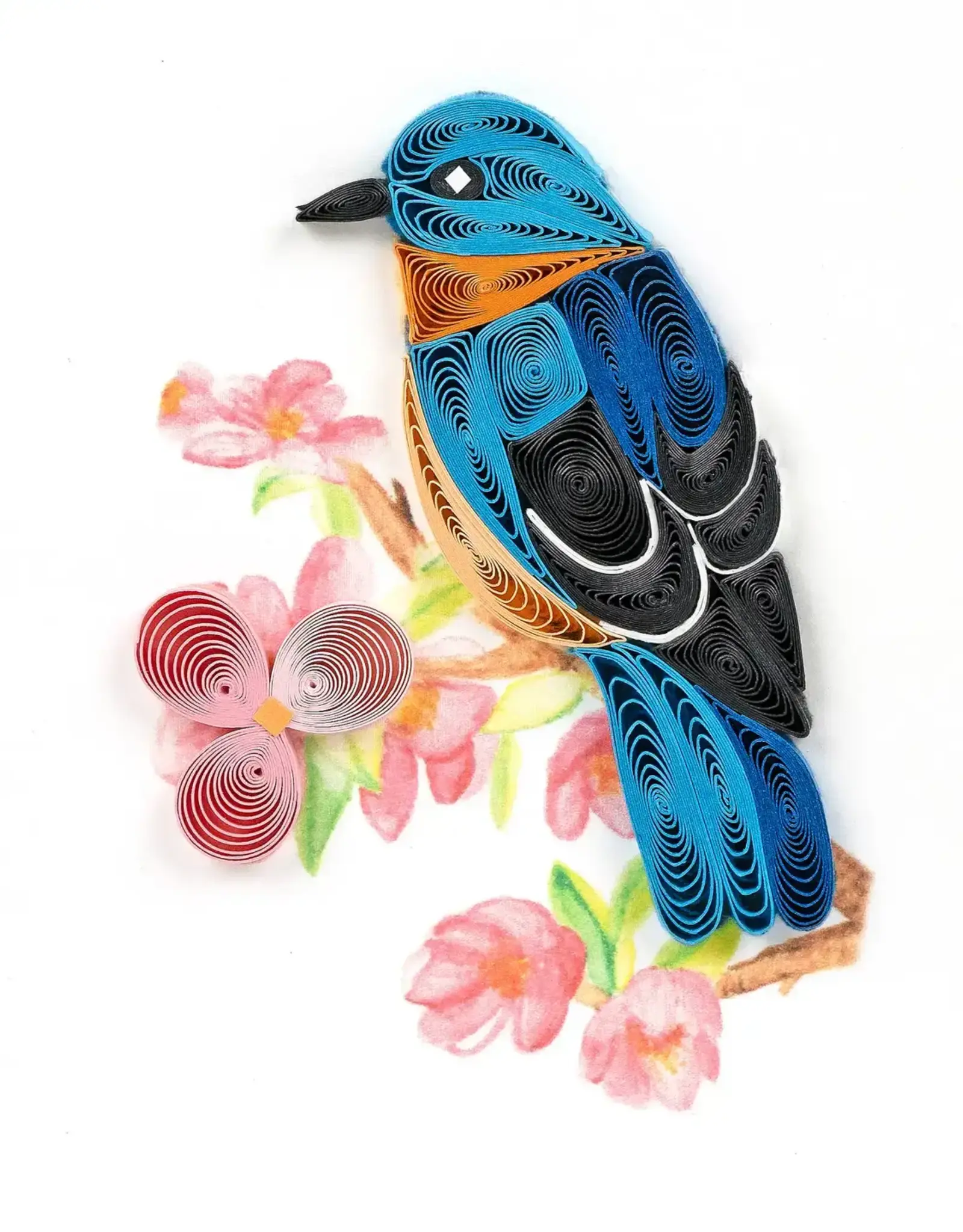 Quilling Cards Bluebird on Flower Quill Mini Card