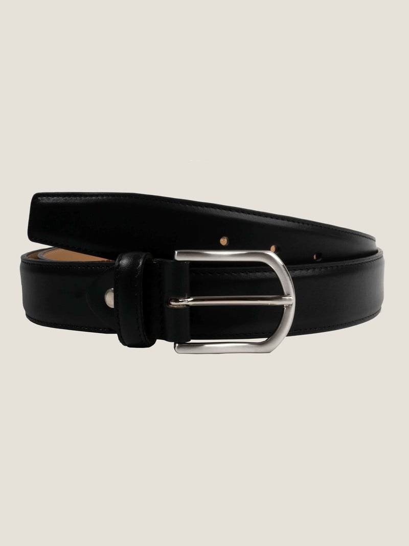 All Leather Black Belt, Noir Buckle, Men's Belts