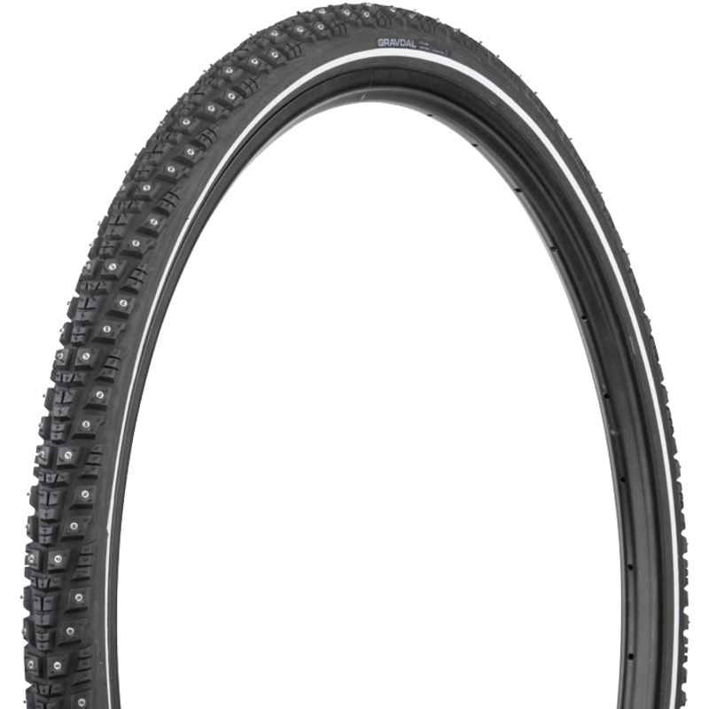 Gravdal Tire - 700 x 38, Clincher, Steel, Black, 33tpi, 252 Carbide Steel Studs