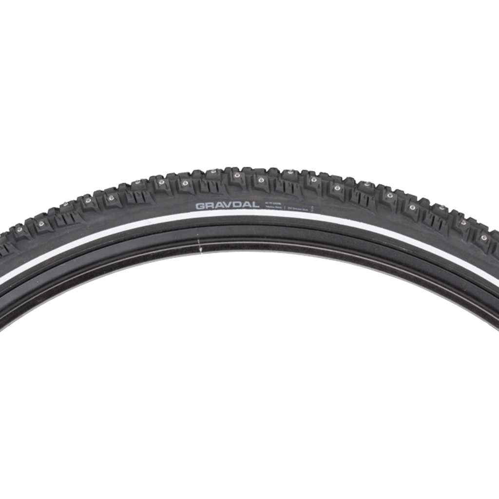 Gravdal Tire - 700 x 38, Clincher, Steel, Black, 33tpi, 252 Carbide Steel Studs