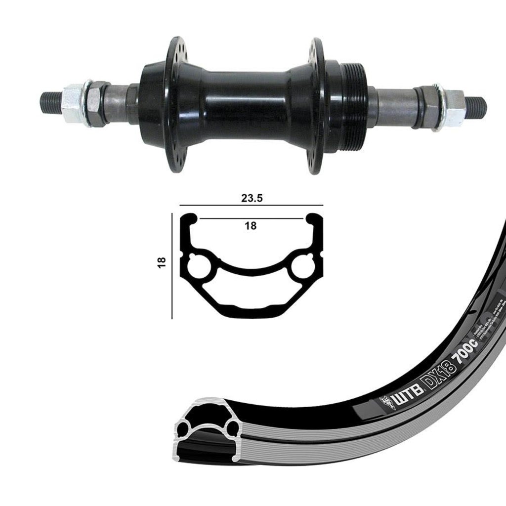 Wheel Shop, WTB DX18, Wheel, Rear, 26'' / 559, Holes: 36, Bolt-on, 135mm, Rim, Freewheel