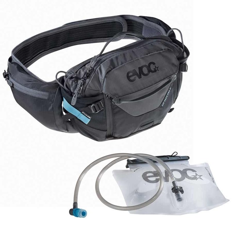 EVOC Hip Pack Pro, Hydration Bag, Volume: 3L, Bladder: Included (1.5L), Black/Carbon Grey