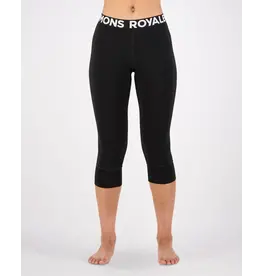 Mons Royale Womens Cascade  3/4 Legging Logo Black