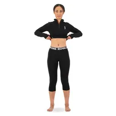 Mons Royale Womens Cascade  3/4 Legging Logo Black