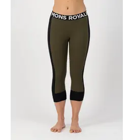 Mons Royale Womens Cascade 3/4 Legging Logo Dark Olive