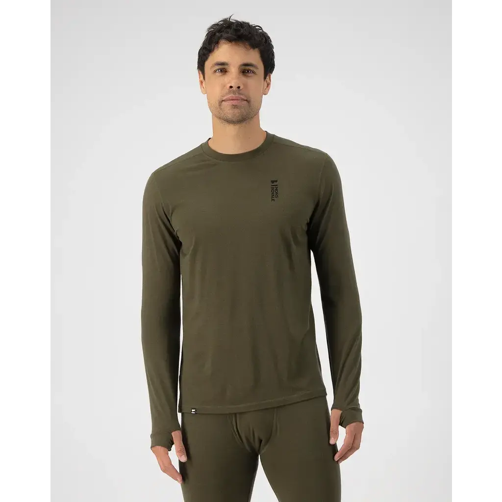 Mons Royale Mens Cascade LS VLU Dark Olive
