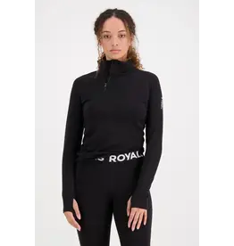 Mons Royale Womens Olympus 1/2 Zip LS VLU Black