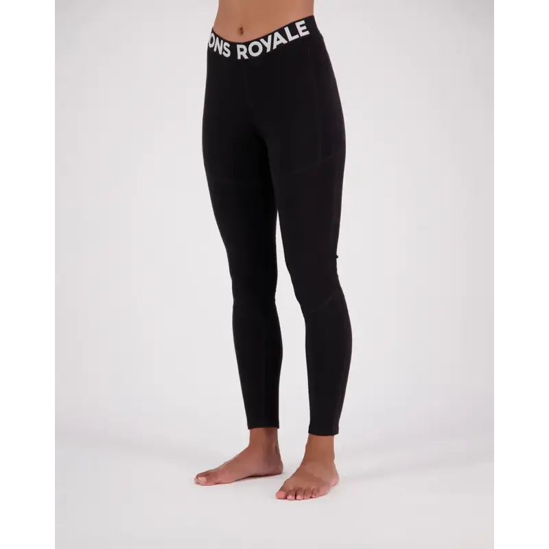 Mons Royale Womens Olympus Merino Base Layer Legging Logo Black
