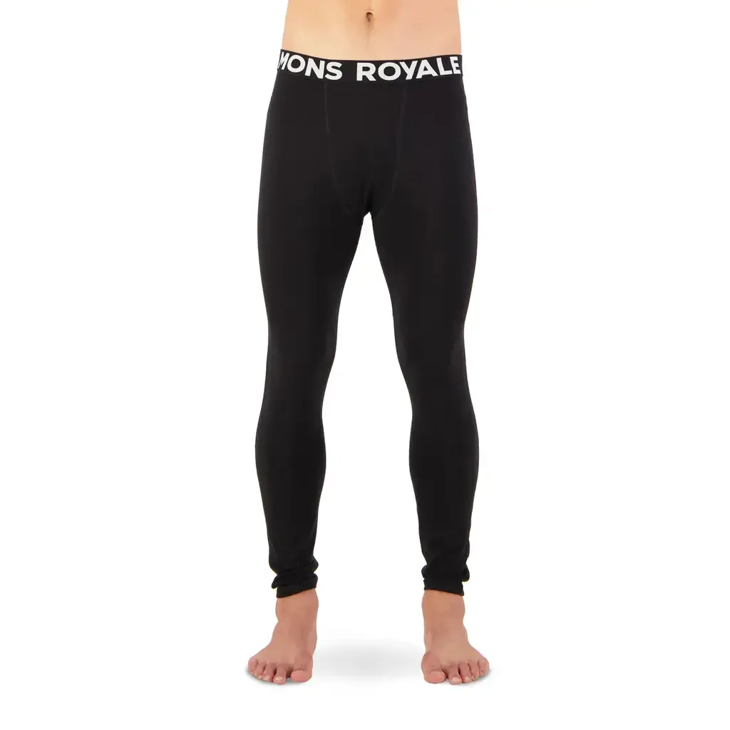 Mons Royale Mens Olympus Merino Base Layer Legging Logo Black / 9 Iron
