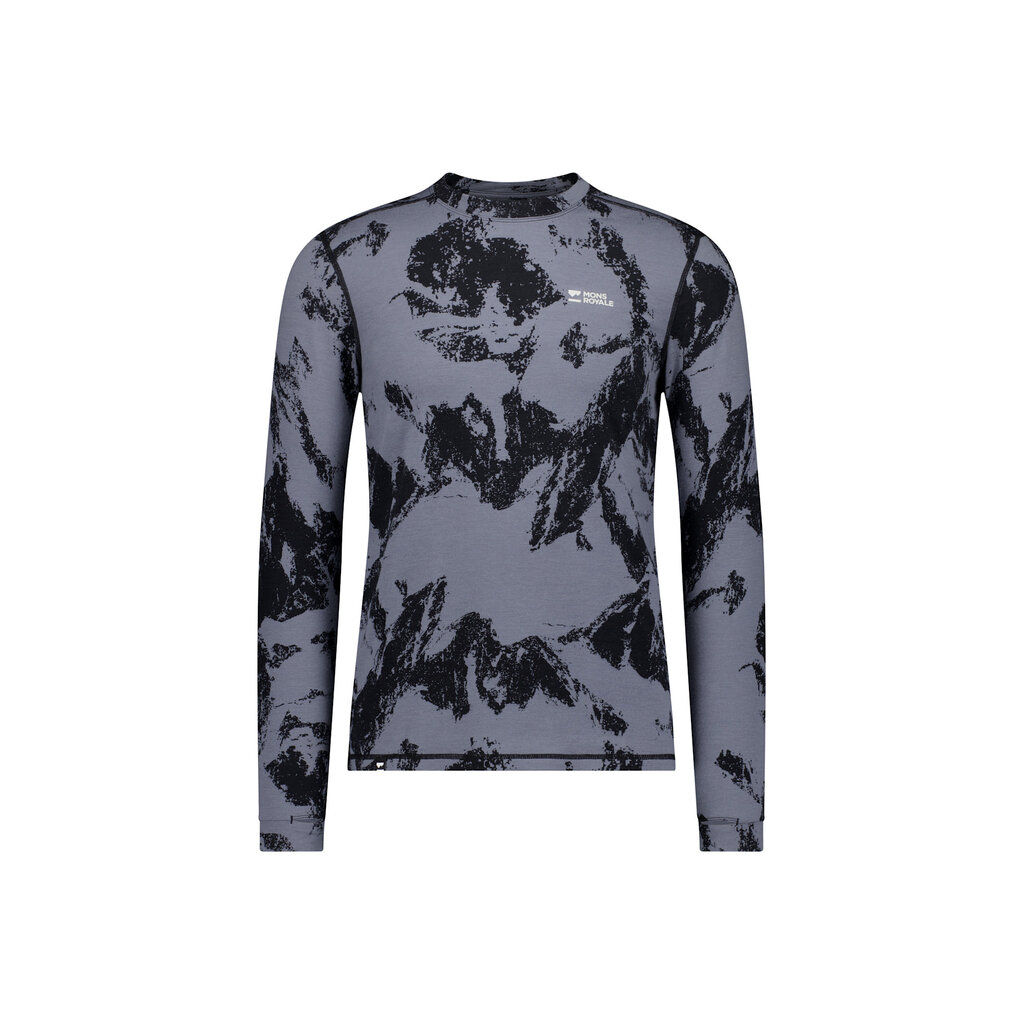 Mons Royale Cascade Merino Base Layer Long Sleeve-Mtn Pixel Grey