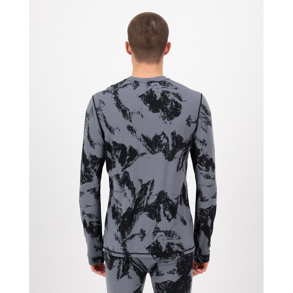 Mons Royale Cascade Merino Base Layer Long Sleeve-Mtn Pixel Grey