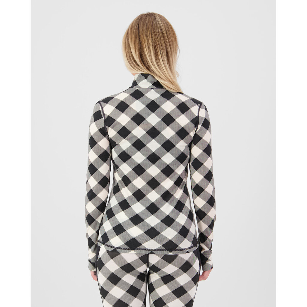 Mons Royale Cascade Merino Base Layer 1/4 Zip Long Sleeve, Checkered
