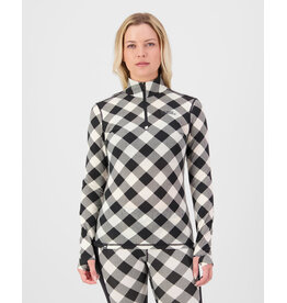Mons Royale Cascade Merino Base Layer 1/4 Zip Long Sleeve, Checkered