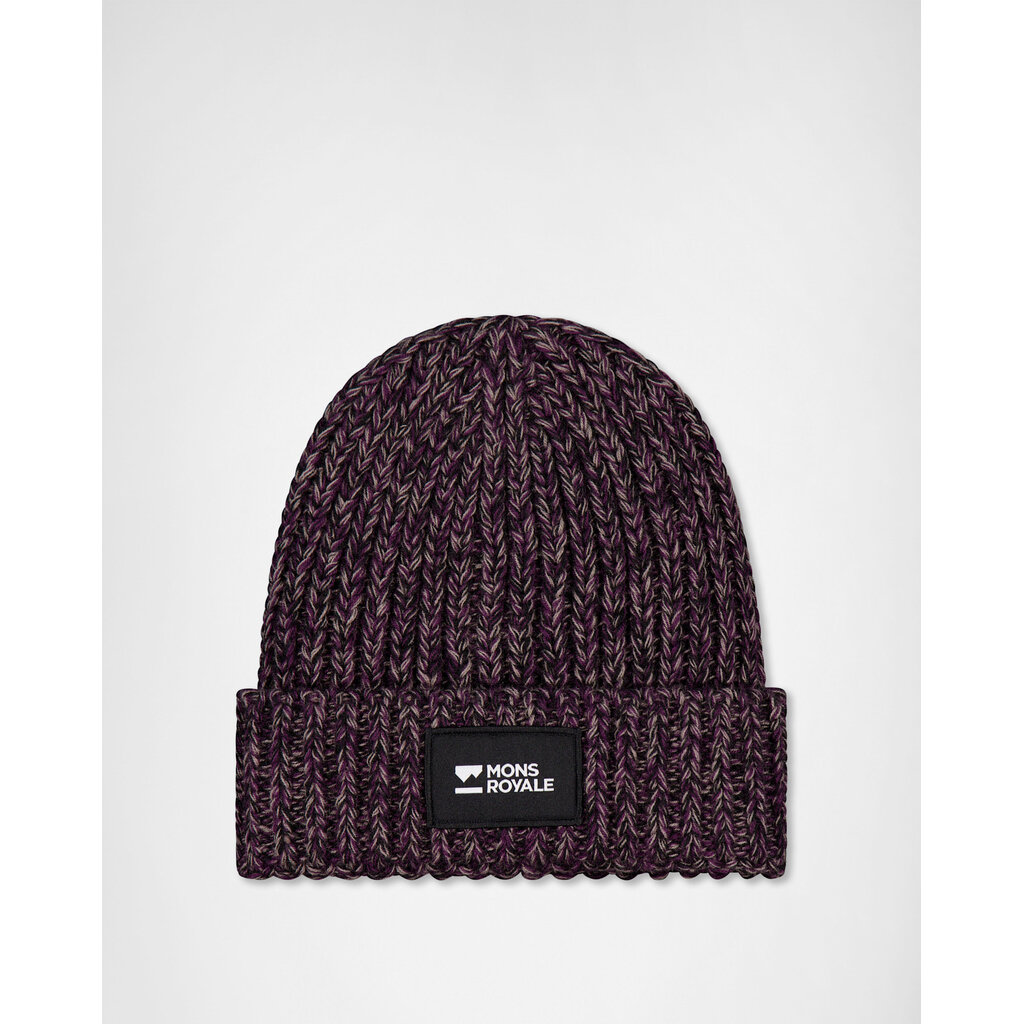 Mons Royale Triple Treat Merino Beanie, Cinder/Fig/Black