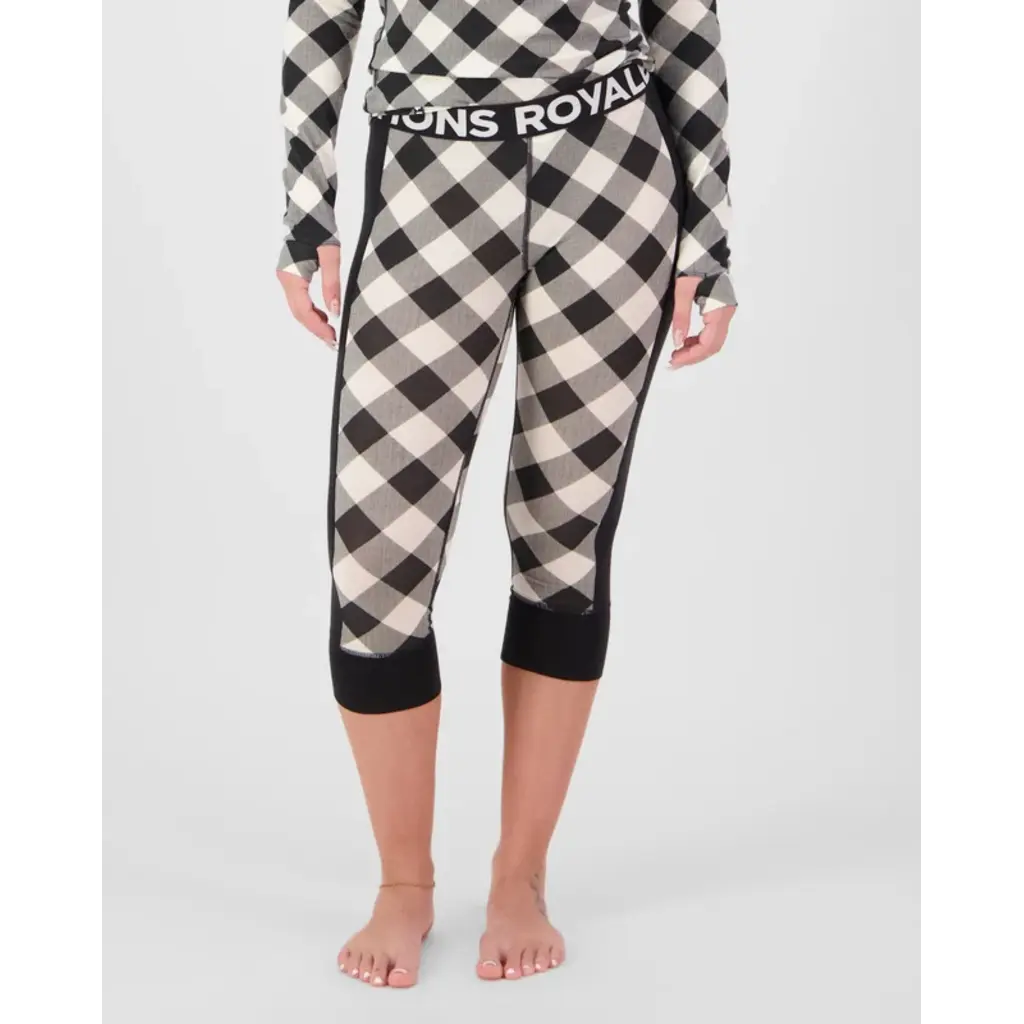 Mons Royale Cascade Merino Base Layer 3/4 Legging, Checkered