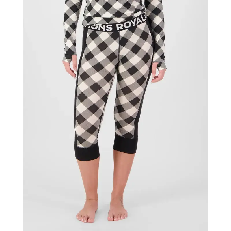 Mons Royale Cascade Merino Base Layer 3/4 Legging, Checkered