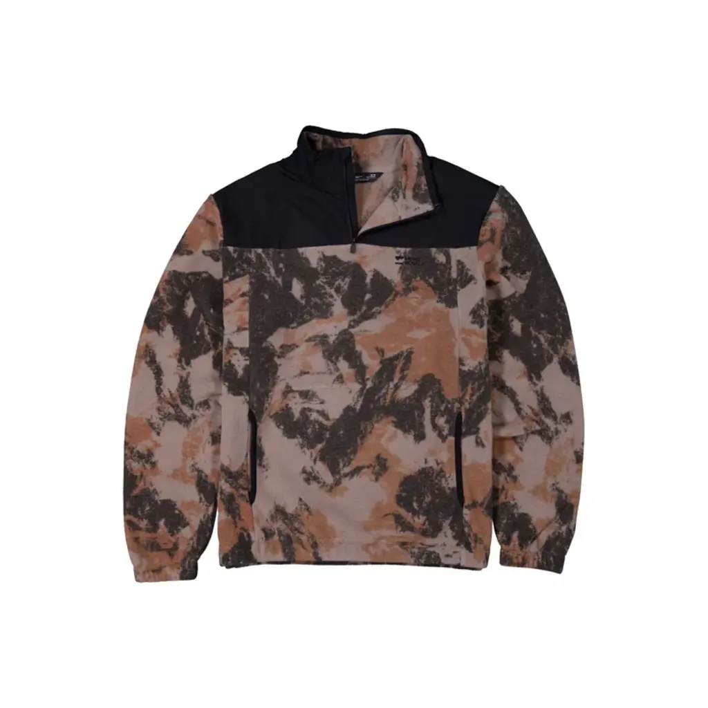 Mons Royale Pileup Wool Fleece 1/4 Zip, Mountain Camo/Orange