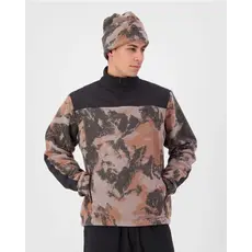Mons Royale Pileup Wool Fleece 1/4 Zip, Mountain Camo/Orange