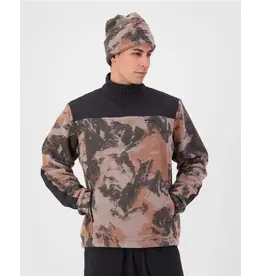 Mons Royale Pileup Wool Fleece 1/4 Zip, Mountain Camo/Orange