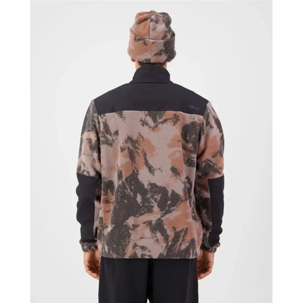 Mons Royale Pileup Wool Fleece 1/4 Zip, Mountain Camo/Orange