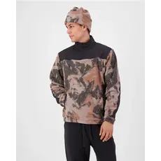 Mons Royale Pileup Wool Fleece 1/4 Zip, Mountain Camo/Orange