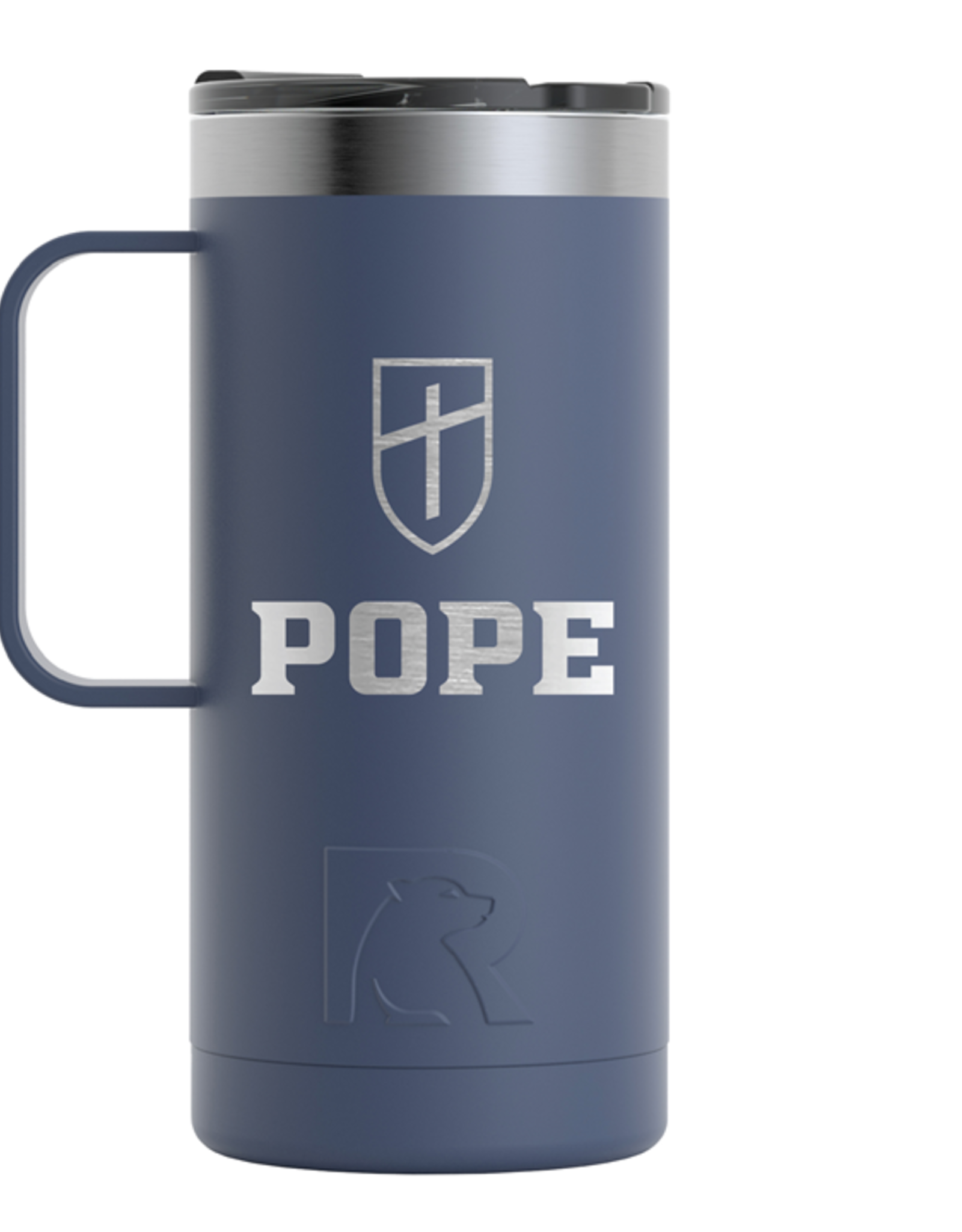 RTIC TUMBLER  - RTIC 16oz Travel Mug in Navy with Shield+POPE Engraving