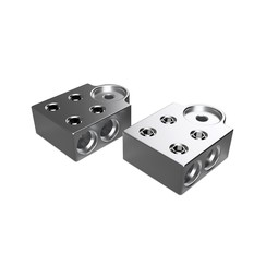 XS POWER 600 Series Aluminum Terminal Blocks, 1/0, 4 Spots, M6/M8 Bolts, Pair