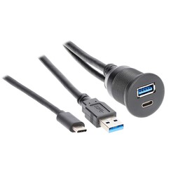 IBR114 DUAL USB A/ TYPE-C  FLUSH MOUNT 3FT EXT CABLE