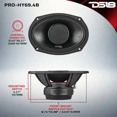 DS18 PRO-HY69.4B DS18 6X9" 250W PRO COAXIAL SPEAKER