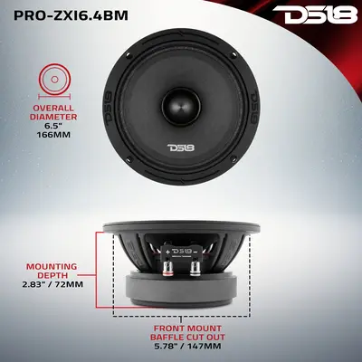 DS18 PRO-ZXI6.4BM DS18 6.5" 500W PRO MIDRANGE SPEAKER