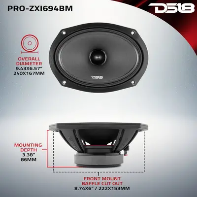 DS18 PRO-ZXI69.4BM DS18 PRO 6X9" MID RANGE 600W SPK