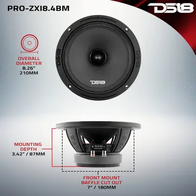 DS18 PRO-ZXI8.4BM DS18 350W 8" MID RANGE SPK