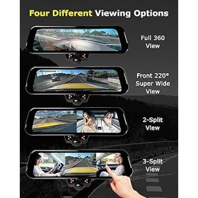 RYDEEN TOMBO 360 RYDEEN 360-DEGREE 4K HD MIRROR WITH 1080P REAR VIEW CAMERA