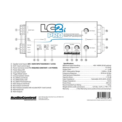 AUDIO CONTROL LC2I PRO AUDIOCONTROL LINE OUT CONVERTER