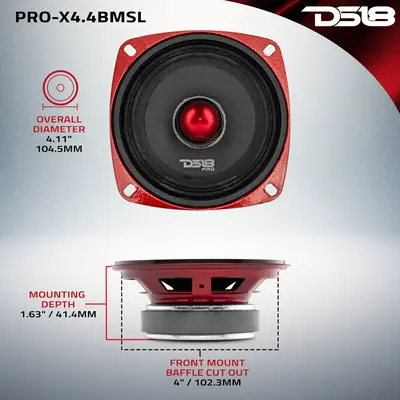 DS18 PRO-X4.4BMSL DS18 PRO 4" SHALLOW 100W MIDRANGE