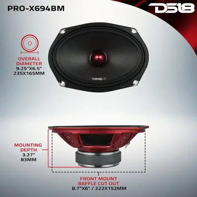 DS18 PRO-X694BM DS18 275W 6X9 PRO SPEAKER 4OHM